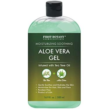 Imagem de First Botany, Gel de Aloe Vera de Aloe Vera 100% puro infundido com óleo de melaleuca - Hidratante natural cru para gel desinfetante para as mãos, cuidados com a pele, cuidados com o cabelo