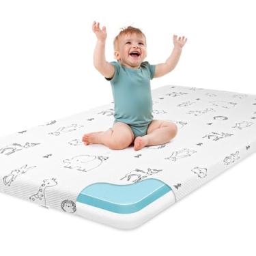 Imagem de Cocellona Colchão Pack and Play, 38 x 26 Colchões N Play com capa removível ultramacia, colchão portátil macio e firme de espuma viscoelástica para bebês