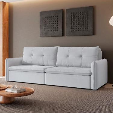 Imagem de Sofá Retrátil e Reclinável 3 Lugares 160cm Braga Gelo