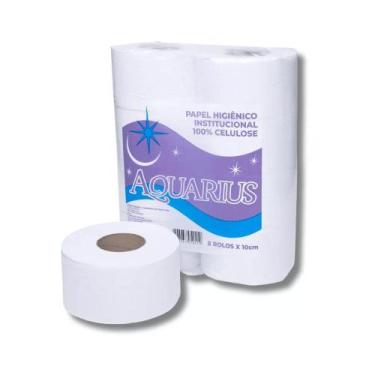 Imagem de Papel Higiênico Rolão Extra Folha Simples Fardo com 8 Rolos Aquarius -