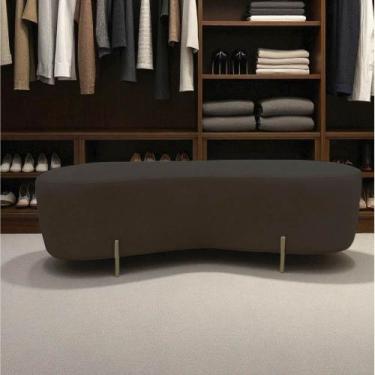 Imagem de Puff Decorativo Orgânico Alana Suede Marrom - Mansão Decor