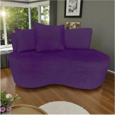 Imagem de Namoradeira Sofá 2 Lugares Yara Orgânica Veludo Roxo - Mansão Decor