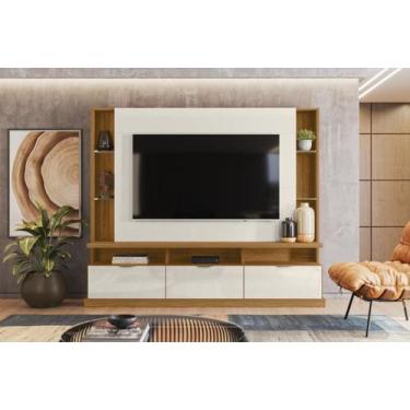 Imagem de Painel Home Bilbao 2024 P/ TVs Até 70" 3 Portas e Prateleiras p/ Itens