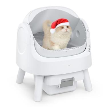 Imagem de Caixa de areia autolimpante, caixa de areia automática para gatos, design aberto para vários gatos, proteção de segurança integrada, branca