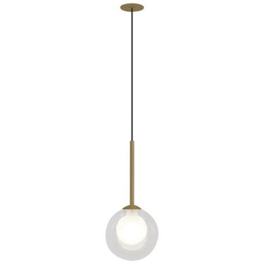 Imagem de Pendente Embutir Globo Duplo Transparente Dourado Zan04