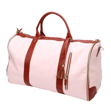 Imagem de XUXHOU Bolsa de Terno de Couro PU de Grande Capacidade, Mochila Com Compartimento de Sapatos e Alça de Ombro para Viajantes de Negócios (Bege)