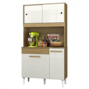 Imagem de Kit Cozinha Armario Compacto Correr 4 Portas Amélia 90 cm - Aramóveis,