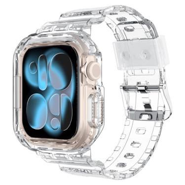 Imagem de Tensea Pulseira de relógio Apple de 38 mm, 40 mm, 41 mm, 42 mm, 44 mm, 45 mm, 46 mm e 49 mm, para mulheres e homens, linda pulseira macia com capa protetora, acessórios para iWatch Ultra Series 10 9 8