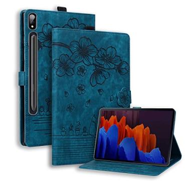 Imagem de YBFJCE Capa para Samsung Galaxy Tab S11 Ultra de 14,7 polegadas 2025, capa de couro PU com suporte para lápis, capa protetora à prova de choque para Samsung Galaxy Tab S11 Ultra, azul