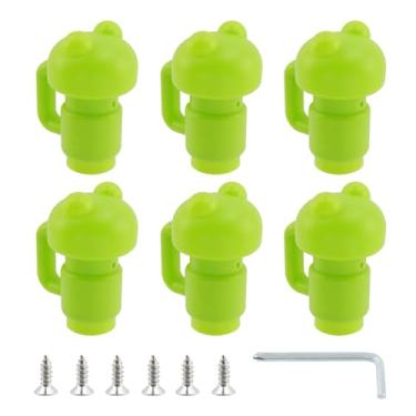 Imagem de MY MIRONEY Capa de tubo de trampolim com chave inglesa e parafusos, 6 peças ABS verde design sapo tampas de trampolim, tampa de mastro de trampolim, adequada para proteção de tubo de trampolim