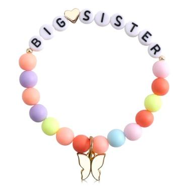 Imagem de Pulseira Sister Colorida Acrílico Letra Inicial Contas Presentes para Mulheres Contas Artesanais Pulseiras Combinando Roupas para Anúncio Acessórios de Joias