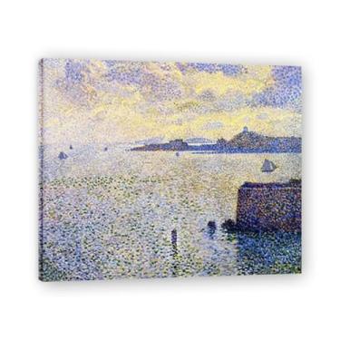 Imagem de Veleiros e estuárioThéo van Rysselberghe: Impressão em tela neoimpressionista belga chave 50 x 60 cm emoldurada