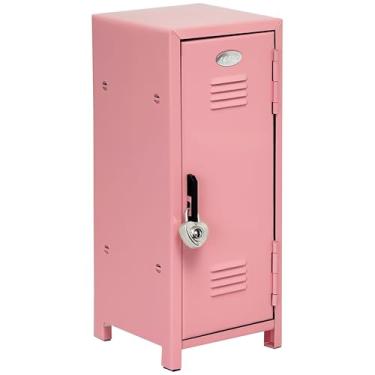 Imagem de SAFEMini Locker com cadeado e chaves, pequeno armário de metal para desktop, organizador de armazenamento de mesa para meninas, cofre para dinheiro e cofre para meninas (rosa)