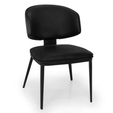 Imagem de Cadeira de Jantar Estofada Siena Design Italiano Encosto Flutuante com Espuma de Alta Densidade Base Metálica - Preto