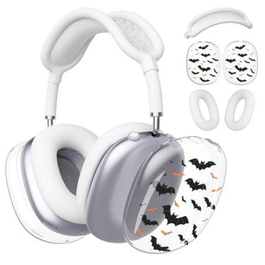 Imagem de BlHMCASE Capa de fone de ouvido para AirPods Max, capas legais para fones de ouvido transparentes, capa de silicone branca para fones de ouvido para Apple AirPods Max