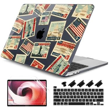 Imagem de DONGKE Compatível com MacBook Pro 13 polegadas 2024 2023-2020 versão A2338 M2/M1 A2251 A2289 com tela retina e Touch ID, capa rígida de plástico, capa de teclado e película de tela - Carimbos