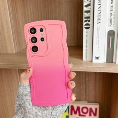 Imagem de Capa com pulseira curva gradiente para Samsung Galaxy S23 S24 Ultra S21 S22 Plus S20 Fe A54, suporte para pulseira, capa macia (para S24Ultra/PinkHotpinkDK)