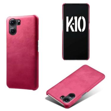 Imagem de Capa para OPPO K10 5G,Proteção contra quedas,Casca de volta de cor sólida simples,Design de couro de imitação de plástico-Rose
