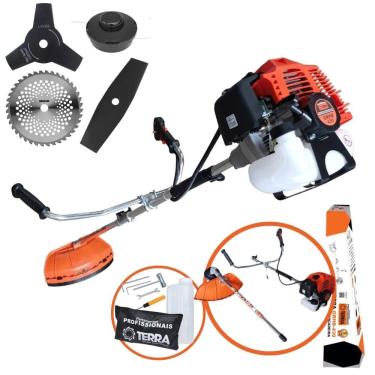 Imagem de Aparador de Grama Terra GRHB430 Bipartida À Gasolina 43cc 1,7HP 12.000rpm Com Carretel Nylon + Lâmina Facão + Lâmina 3 Pontas + Lâmina 40 Dentes Vídea