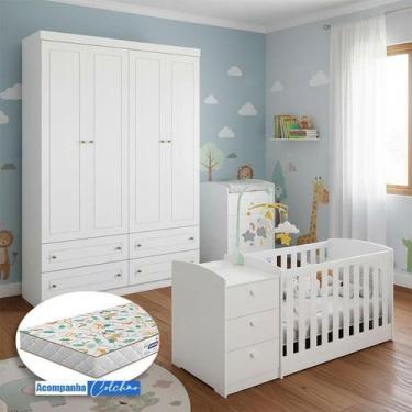 Imagem de Berço Multifuncional Atlanta e Guarda Roupa Mississipi 4 Portas Henn A