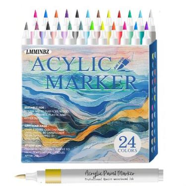 Imagem de Caneta de marcação LMMINBZ com ponta de pincel acrílico de 24 cores