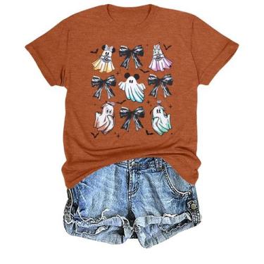 Imagem de Camisa de Halloween Bealatt Cute Ghost Mouse feminina Burnt Orange