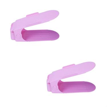 Imagem de Kit 2 Organizadores Reforçado Sapatos Regulagem Altura Rosa