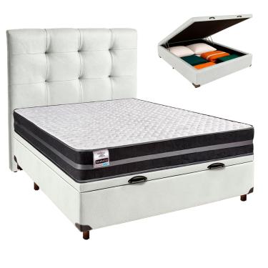 Imagem de Cama + Bau Blindado e Colchão Molas Ultralastic Casal - Bogota Inducol + Cabeceira