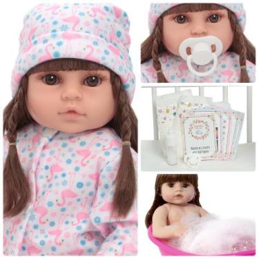 Imagem de Boneca Bebê Reborn Princesa Valentina Pijaminha Fofo e Itens - Cegonha