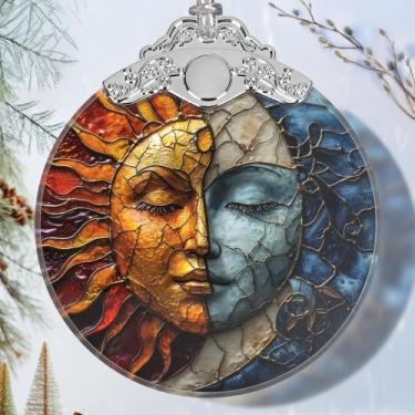 Imagem de Enfeite suspenso Jocidea Sun Moon Stained Glass 7x9 cm