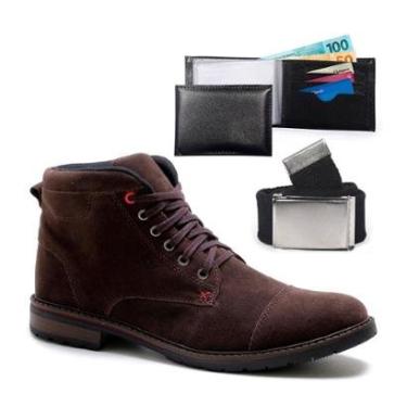 Imagem de Kit Bota Masculina Casual Com Carteira Cinto Coturno Confortável Leve Macio Resistente Dia A Dia-Masculino
