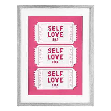 Imagem de Stupell Industries Self Love Era Tickets Impressão emoldurada cinza sob vidro, design por Lettered and Lined, 23 x 17