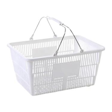 Imagem de YWJLQH Cesta de compras com alça, organizador de supermercado para brinquedos e cozinha, Branco