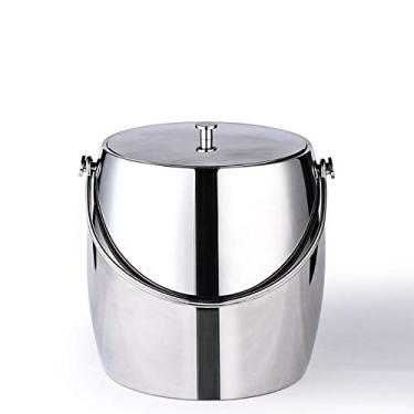 Imagem de AKALNNB Balde de gelo, balde de gelo, balde de gelo de aço inoxidável com isolamento de parede dupla balde de gelo hotel banquete balde de gelo vinho cerveja champanhe balde de gelo refrigerador balde