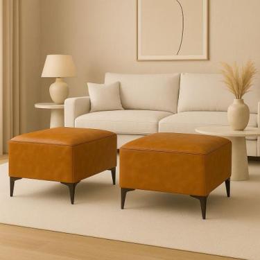 Imagem de Kit 2 Banquetas Decorativas Puf Dallas Com Pés de Ferro e Tecido mater