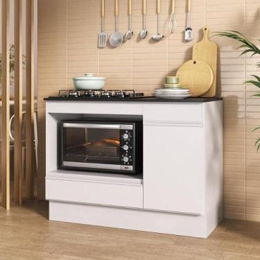 Imagem de Balcão Cozinha para Cooktop e Forno 105cm 1 Porta 1 Gaveta com Rodapé 