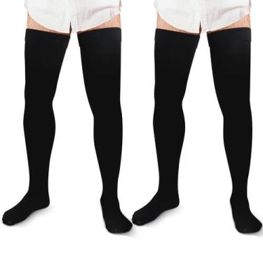 Imagem de Meias de compressão Zhanmai Thigh High 20-30mmHg para homens