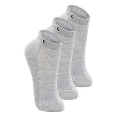 Imagem de Kit 3 Pares de Meias Infantil Cano Curto Lupo 2725-005, Cinza, 24-29