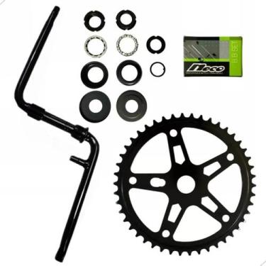 Imagem de Kit Coroa De Bicicleta 46D + Pedivela 165mm Aço Monobloco preto + Movi