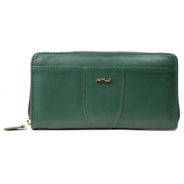 Imagem de Carteira com Zíper Feminina em Couro Artlux 351, Verde escuro