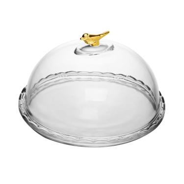 Imagem de Queijeira de Cristal C/Tampa Golden Bird Transparente 20x12cm Wolff