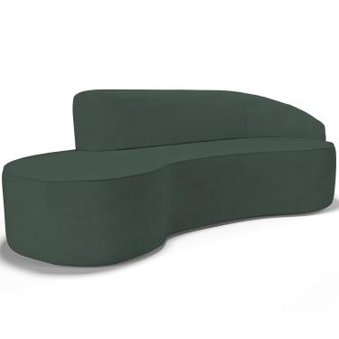 Imagem de Sofá 5 Lugares Curvo Sala de Estar Living Firenze Direito D02 Linho Verde Musgo 300 cm C-117 - Lyam