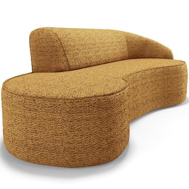 Imagem de Sofá 3 Lugares Curvo Sala de Estar Living Firenze Direito D02 Prime Bouclê Mostarda 210cm PB-03 - Lyam Decor