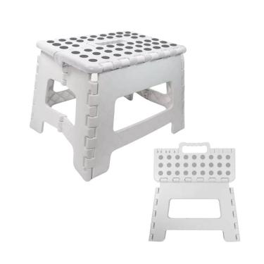 Imagem de Banqueta Retrátil Branca Banquinho Dobrável Até 150 Kilos