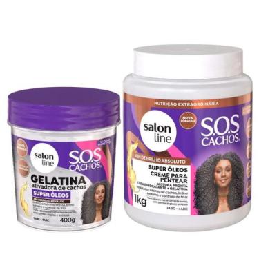 Imagem de Kit Super Óleos com Creme de Pentear 1kg + Gelatina - Brilho Intenso e