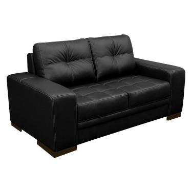 Imagem de Sofá 2 Lugares Sala de Estar Milano 170cm Couro Preto - Gran Belo