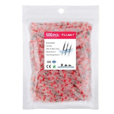 Imagem de Conectores de fio de vedação de solda Kuject 500PCS AWG 22-18 vermelho