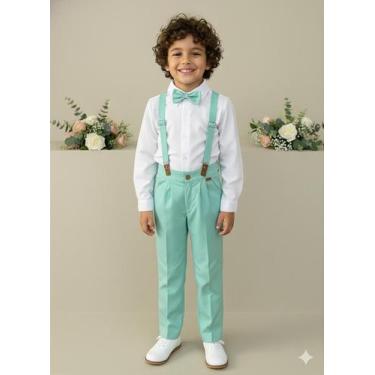 Imagem de Conjunto Social Pajem Camisa Branca com Calça e Suspensório Verde - 4 