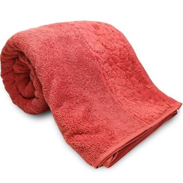 Imagem de Toalha de Banho Gigante Dohler Confort 500 g/m2 100% Algodão Felpuda Macia - Barra Jacquard Aveludada (Mosaico Terracota 7106)