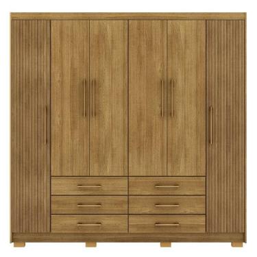 Imagem de Guarda-Roupa Casal 6 Portas 6 Gavetas 100% MDF Cadence Nature/Brisa - 